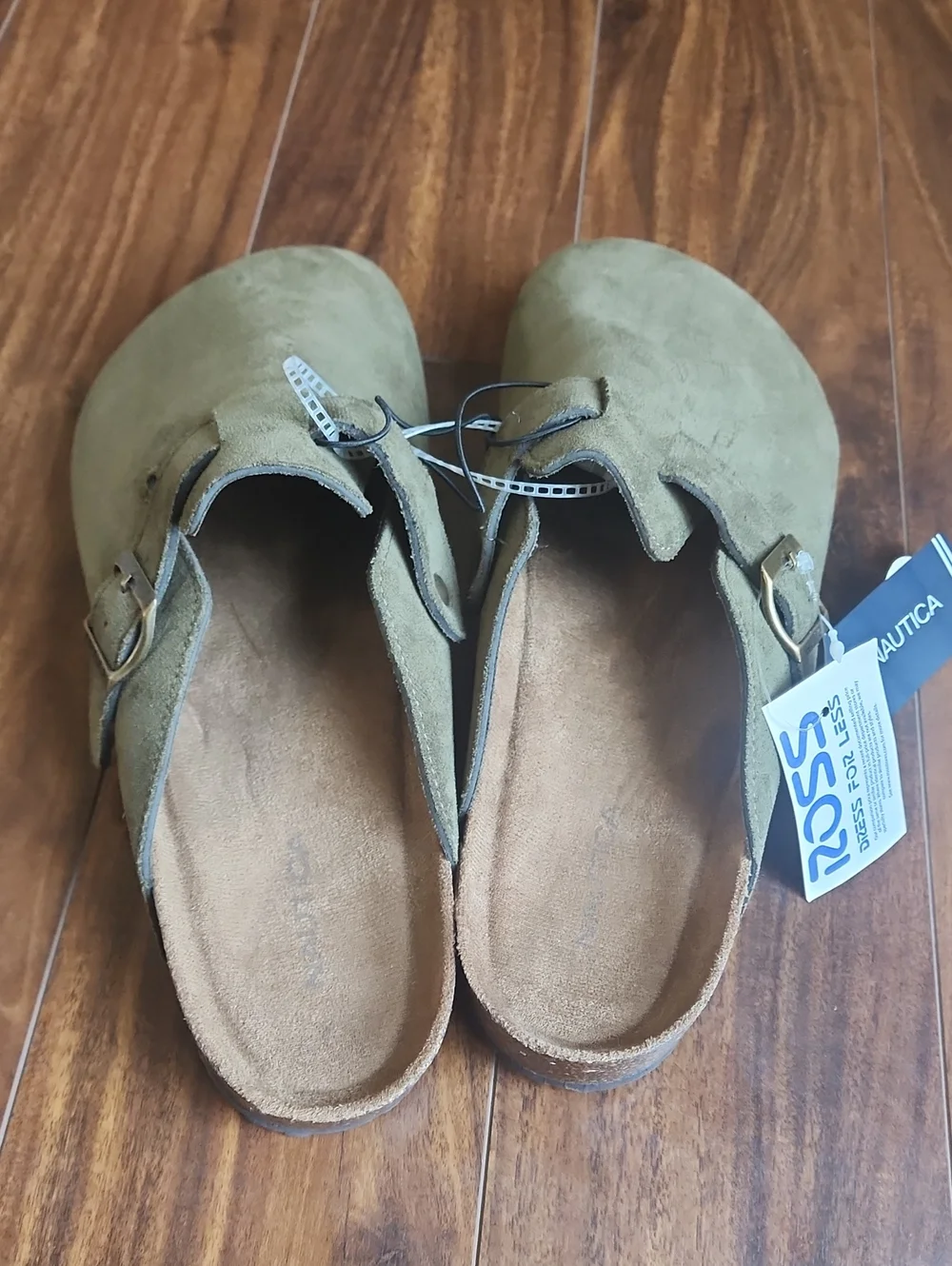 Nautica Olive Green Suede Buckle Mules